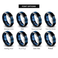 font options for inside engraving on blue & silver phosphorus p rings