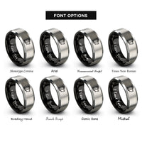 font options for inside engraving on black & gray photo film roll rings