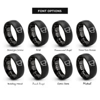 font options for inside engraving on black photo film roll rings