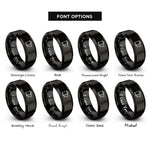 font options for inside engraving on black photo film roll rings