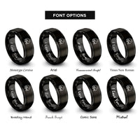 font options for inside engraving on black php rings