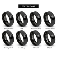 font options for inside engraving on black php rings