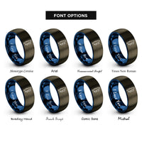 font options for inside engraving on gunmetal & blue phuket rings