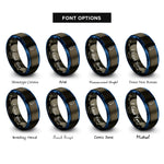 font options for inside engraving on gunmetal & blue phuket rings