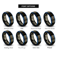 font options for inside engraving on gunmetal & blue phuket rings