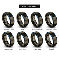 font options for inside engraving on gunmetal & blue phuket rings