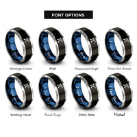 font options for inside engraving on black & blue & gray pi pie slice rings