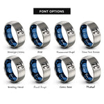 font options for inside engraving on blue & silver pi pie slice rings