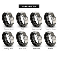 font options for inside engraving on black & grey pi symbol rings