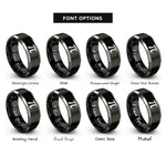font options for inside engraving on black & gray pi symbol rings