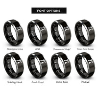 font options for inside engraving on black & gray pi symbol rings