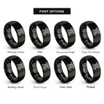 font options for inside engraving on black pi symbol rings