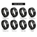 font options for inside engraving on black pi symbol rings