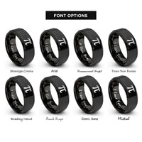 font options for inside engraving on black pi symbol rings