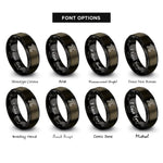 font options for inside engraving on gunmetal & black pi symbol rings