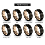 font options for inside engraving on black & rose gold pia colada rings