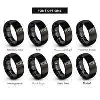 font options for inside engraving on black pia colada rings