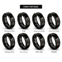 font options for inside engraving on black pia colada rings
