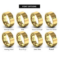 font options for inside engraving on gold pia colada rings