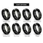 font options for inside engraving on black & gray pianist silhouette rings