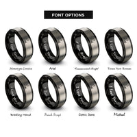 font options for inside engraving on black & silver pianist silhouette rings