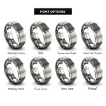 font options for inside engraving on gray pianist silhouette rings