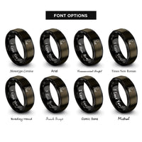 font options for inside engraving on gunmetal & black pianist silhouette rings