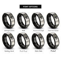 font options for inside engraving on black & silver piano bench rings
