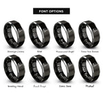 font options for inside engraving on black & grey piano guitar by rings