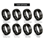 font options for inside engraving on black piano key wrap rings