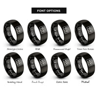 font options for inside engraving on black piano key wrap rings