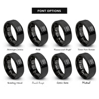 font options for inside engraving on black piano key wrap rings