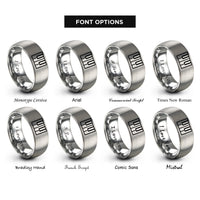 font options for inside engraving on silver piano key wrap rings
