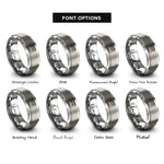 font options for inside engraving on silver piano key wrap rings