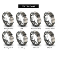 font options for inside engraving on silver piano key wrap rings