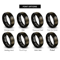 font options for inside engraving on gunmetal & black piano key wrap rings