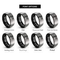 font options for inside engraving on black & gray piano keys rings