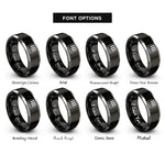 font options for inside engraving on black & gray piano keys rings
