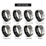 font options for inside engraving on black & silver piano keys rings