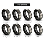 font options for inside engraving on black & gray piano keys rings