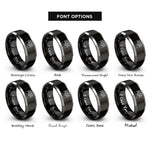 font options for inside engraving on black & grey piano keys rings