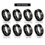 font options for inside engraving on black & silver piano keys rings