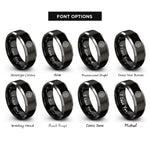 font options for inside engraving on black & silver piano keys rings