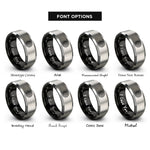 font options for inside engraving on black & grey piano keys rings