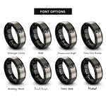 font options for inside engraving on black & grey piano keys rings