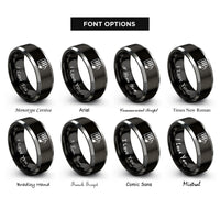 font options for inside engraving on black & gray piano keys rings