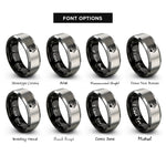 font options for inside engraving on black & gray piano keys rings