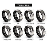 font options for inside engraving on black & gray piano keys rings