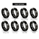 font options for inside engraving on black & grey piano keys rings