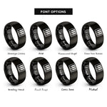 font options for inside engraving on black piano keys rings